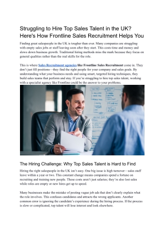 Struggling to Hire Top Sales Talent in the UK