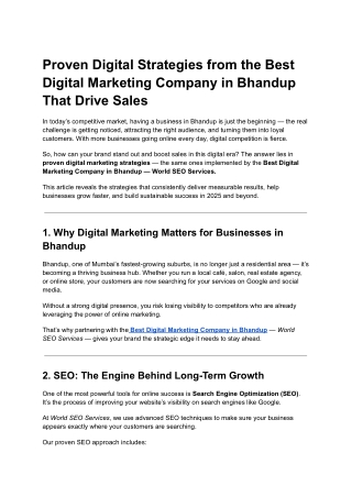 Proven Digital Strategies from the Best Digital Marketing Company in Bhandup