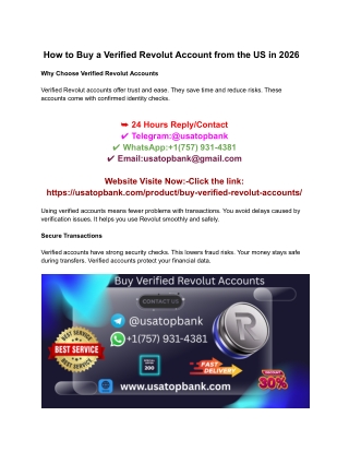 How to Buy a Verified Revolut Account from the US in 2026