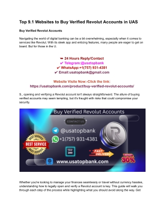 Top 9.1 Websites to Buy Verified Revolut Accounts in UAS