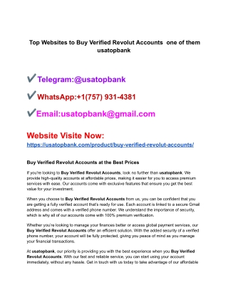 Top Websites to Buy Verified Revolut Accounts one of them usatopbank