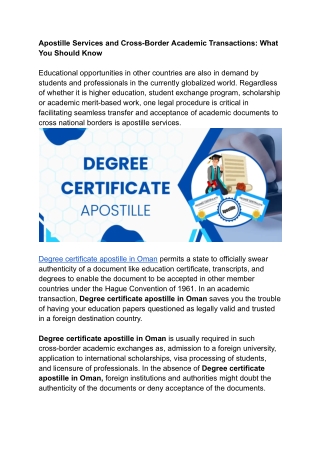 Apostille Services and Cross-Border Academic Transactions- What You Should Know