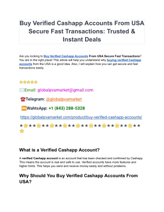 Top Place to Buy Verified Cashapp Accounts