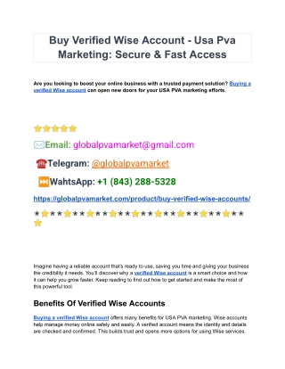 Best place to buy verified Wise accounts