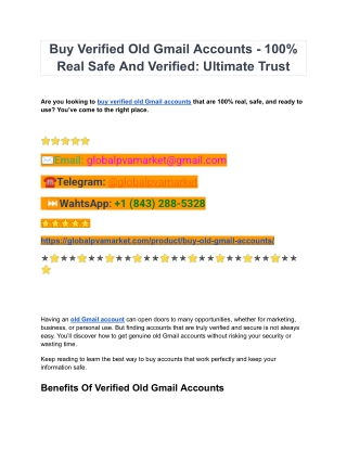 Top 10 Platforms for Buying a Verified Old Gmail Account Safely