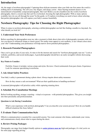 Newborn Photography: Tips for Choosing the Right Photographer