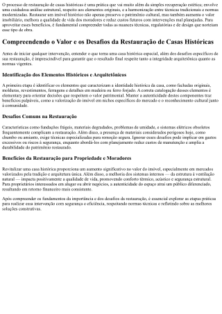 Restauro de Casas Históricas: Como Valorizar Seu Imóvel Antigo Hoje