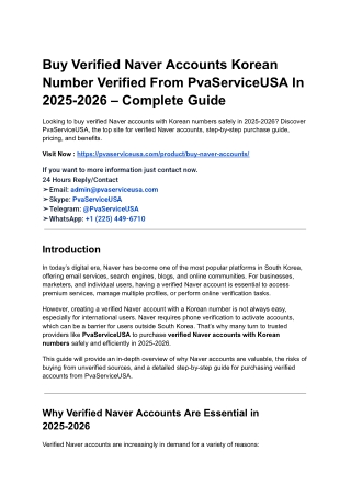 Secure Platform to Buy Verified Naver Account Without ...