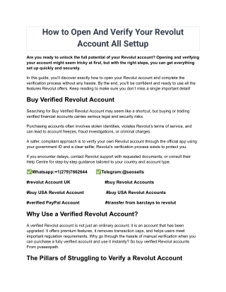 How to Open And Verify Your Revolut Account All Settup