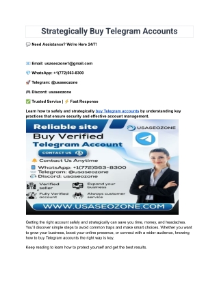 Safely And Strategically Buy Telegram Accounts