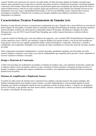 Piano YAMAHA Arte para músicos que querem tocar com emoção e maestria