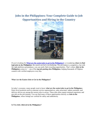 Jobs in the Philippines Your Complete Guide to Job Opportunities and Hiring in the Country
