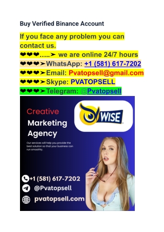 USA.UK,CA Top 3.5 Sites to Buy Verified Binance Account ...Pvatopsell