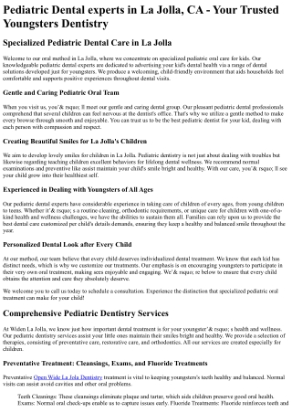 Pediatric Dentist La Jolla