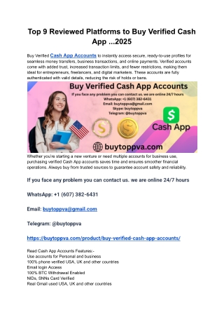 Top 9 Reviewed Platforms to Buy Verified Cash App