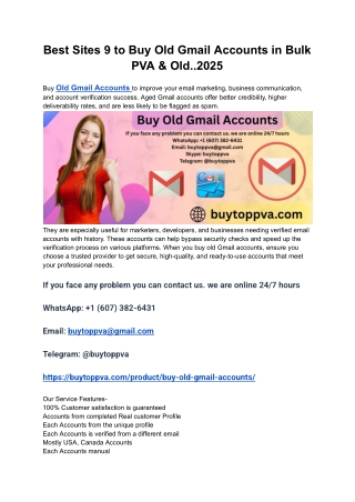 Best Sites 9 to Buy Old Gmail Accounts in Bulk PVA & Old..2025