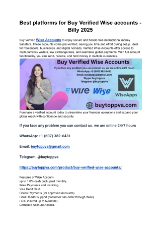 Best platforms for Buy Verified Wise accounts - Billy 2025