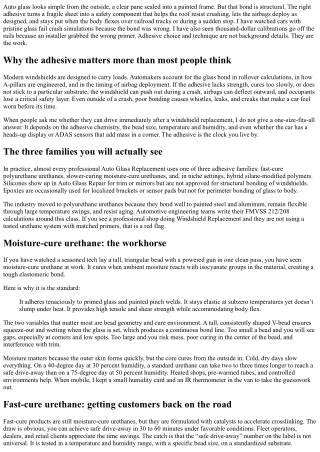 Choosing the Right Adhesive for Auto Glass Replacement