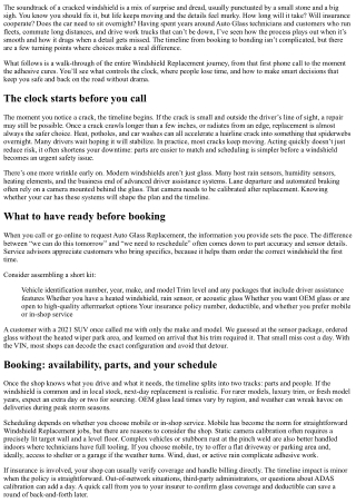 From Booking to Bonding: The Windshield Replacement Timeline