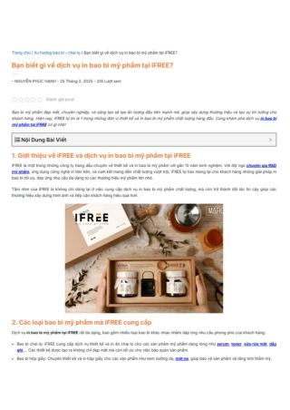 Bạn biết gì về dịch vụ in bao bì mỹ phẩm tại iFREE?