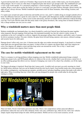 Mobile Windshield Replacement for Road Trips: Stay Safe on the Go