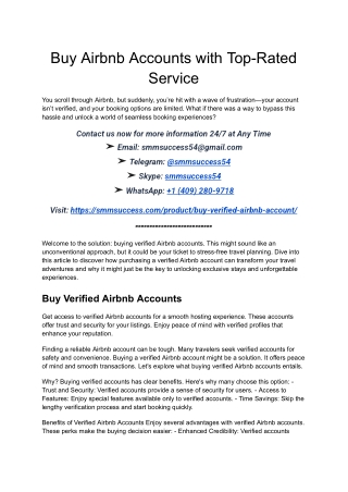 Buy Airbnb Accounts with Top-Rated Service