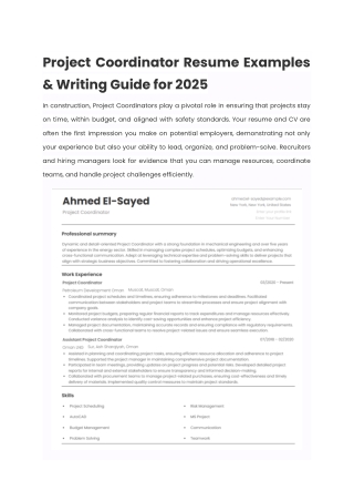 Project Coordinator Resume Examples & Writing Guide for 2025