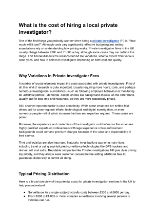 How much does a local private investigator cost_