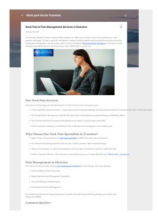 Neck Pain & Pain Management Services in Evanston