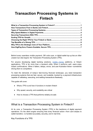 Transaction Processing Systems in Fintech