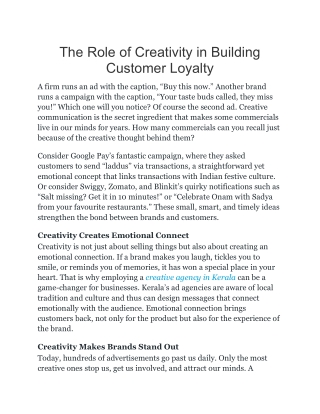 The Role of Creativity in Building Customer Loyalty