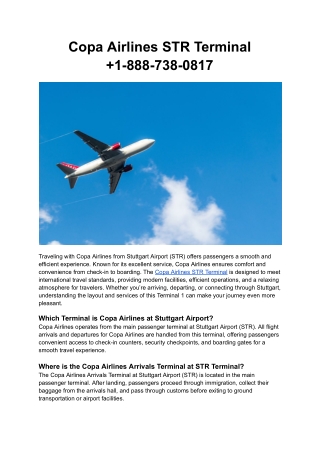 Copa Airlines STR Terminal  1-888-738-0817