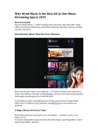 Why Wynk Music Is the Best All-in-One Music Streaming App in 2025.
