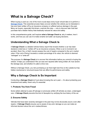 What is a Salvage Check_