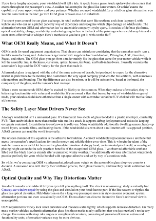 The Pros and Cons of Aftermarket vs. OEM Auto Glass