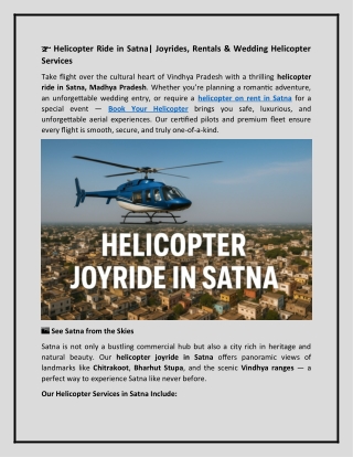 Helicopter Joyride in Satna, Madhya Pradesh