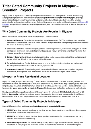 Gated community projects in Miyapur