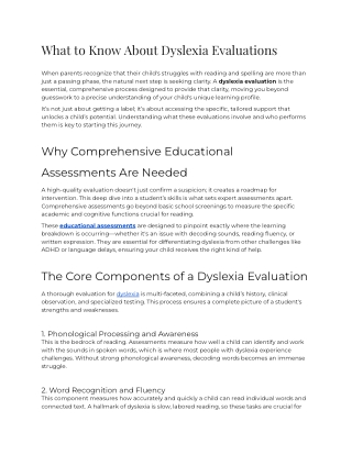 E - What to Know About Dyslexia Evaluations
