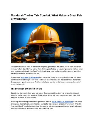 Mandurah Tradies Talk Comfort_ What Makes a Great Pair of Workwear