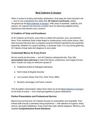 Best Caterers In Isnapur