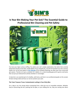 Bin Cleaning & Pet Health: What Every Owner Should Know
