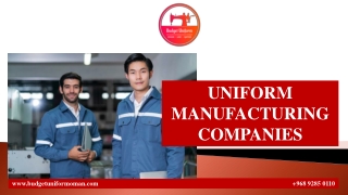 UNIFORM MANUFACTURING COMPANIES