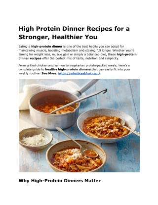 High Protein Dinner Recipes for a Stronger, Healthier You