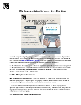 CRM Implementation Services – Sixty One Steps