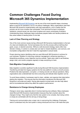 Common Challenges Faced During Microsoft 365 Dynamics Implementation