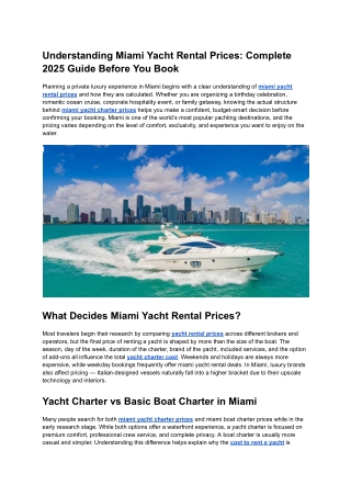 Understanding Miami Yacht Rental Prices_ Complete 2025 Guide Before You Book