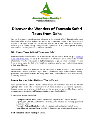 Discover the Wonders of Tanzania Safari Tours from Doha