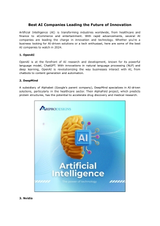 Best AI Companies Driving Innovation & Technology