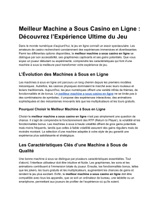 meilleur machine a sous casino en ligne