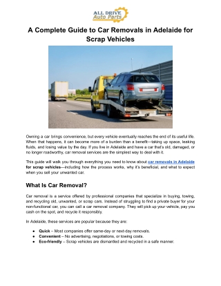 Guide to Car Removals in Adelaide for Scrap Vehicles